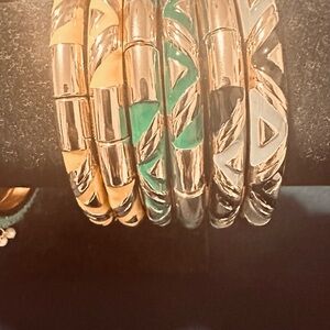 Elegant Gold and Green, yellow and gray and black bangle sets of twos and fours